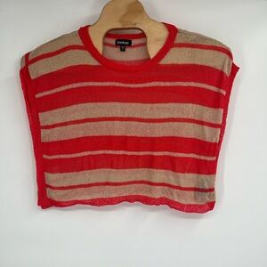 Women's‎ Bebe Orange Brown Stipe Knit Short Sleeve Shirt Blouse Sz PS